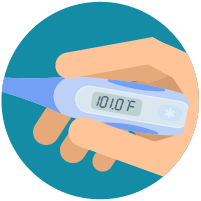 Thermometer showing a temperature of 101.0 F